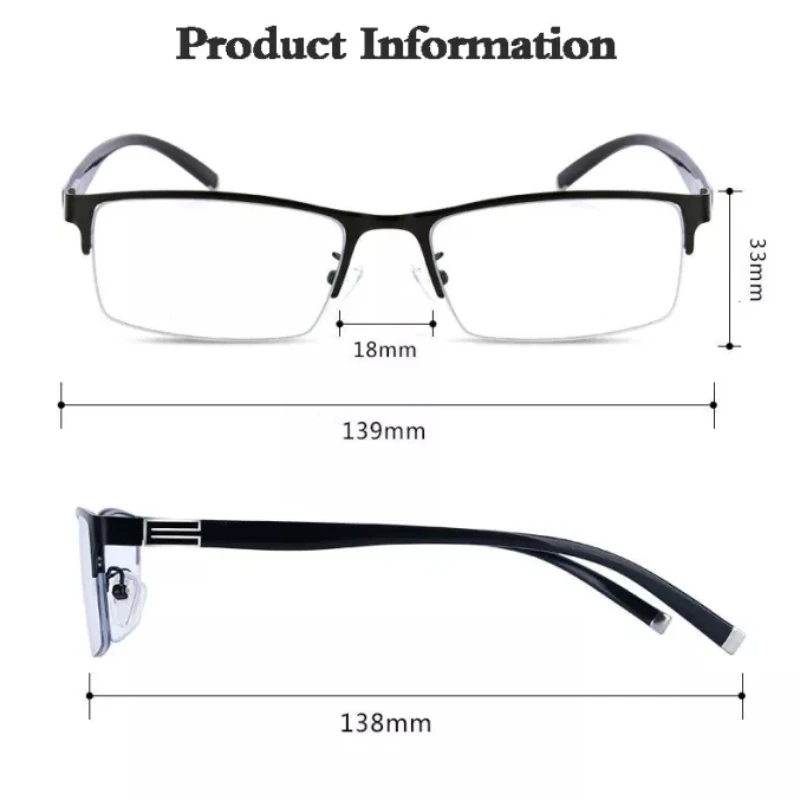 Gafas de lectura para hombre, lentes de lectura bifocales con ajuste de visión progresiva, lentes multifocales ligeras convertidas