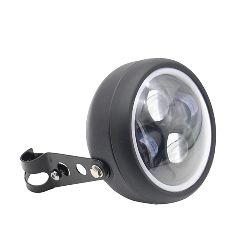 Lampu depan sepeda motor LED 6.5 inci, 2 buah lampu depan bola lampu DRL untuk Sportster Cafe pembalap Bobber