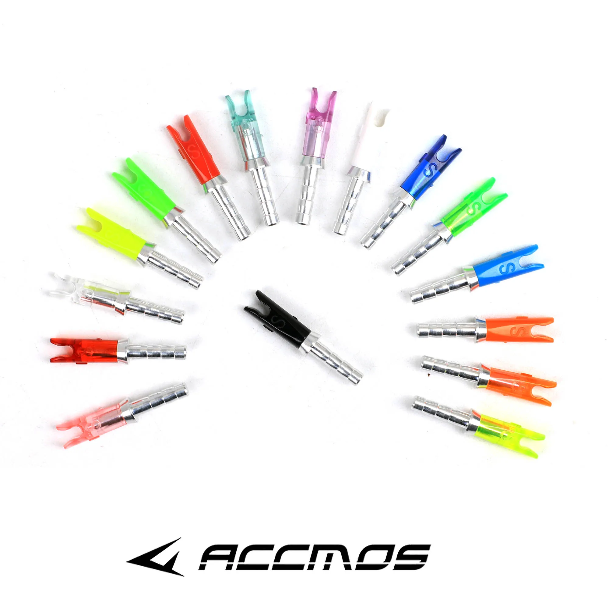 36pcs Arrow Pin Nocks Size S Arrow Nock +Aluminum Pin For ID 3.2 mm 4.2 mm 6.2 mm Carbon Arrow Shaft DIY Archery Accessories