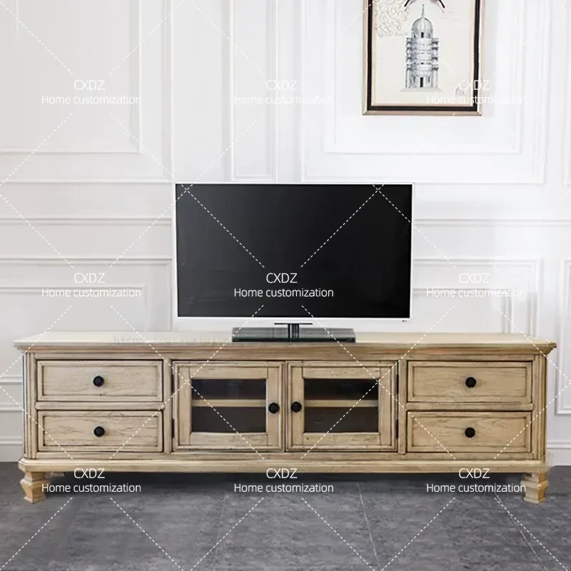 Custom White Retro Distressed Oak Coffee Table Simple Living Room Sofa Side Table Modern Minimalist Home Furniture