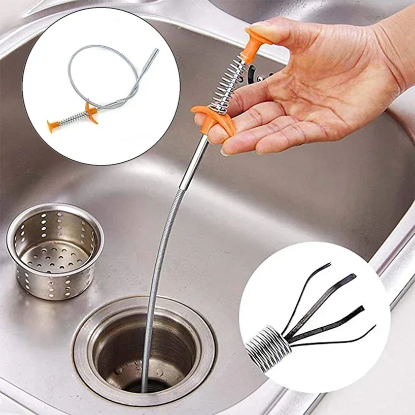 Bendable Drain Clog Dredge Tools Water Sink Cleaning Hook Sewer Dredging Spring Pipe Hair Remover Bathroom Hair Cleaner