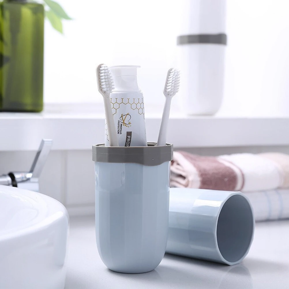

2pcs Portable Toothbrush Cup Travel Holder Toothpaste ganizer Box Lightweight Durable Storage Washing Small Size