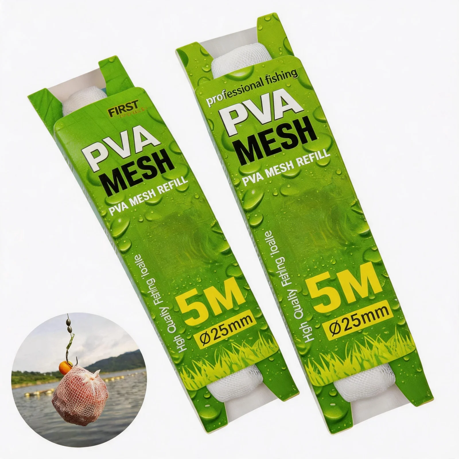 18mm/25mm/37mm/44mm 5M Netz Wasserlösliches Fischernetz Umweltfreundlicher Karpfenangel-Futterkorb PVA-Netz Europäisches Angelzubehör