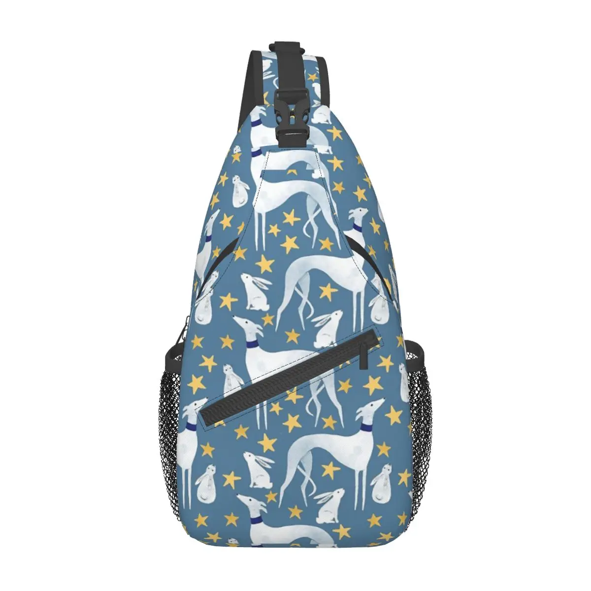 

Galgo Hare Stars Crossbody Sling Bags Casual Chest Bag Greyhound Whippet Dog Shoulder Backpack Daypack for Hiking Travel Cycling