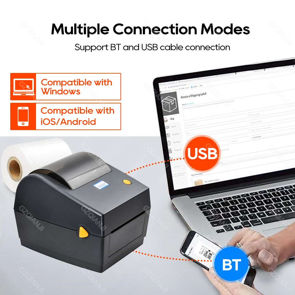 Imagem -02 - Polegadas Shippingnthermal Impressora de Etiquetas de Código de Barras 20 Mm110 mm Impressora de Etiquetas de Etiquetas de Código de Barras Usb Bluetooth para Ups Dhl Fabricante de Código de Barras Xp480b 4