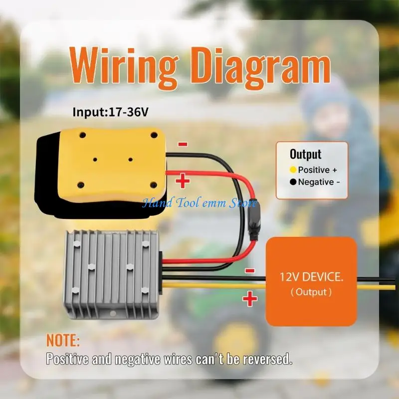 H37F Compactly Battery Adapter 20V to 12V Step Down Converters with Wire 12V Output, Finned Metal Converters Body for DIY