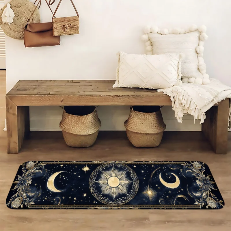 VIKAMA Star Moon Tarot Long Strip Corridor Carpet Non-Slip Washable Kitchen Bedroom Floor Mat Home Decor