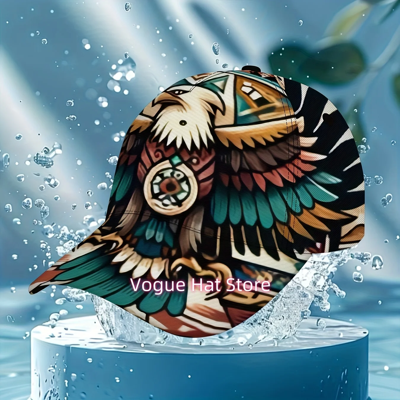 One Eagle Head Design Baseball Cap - Adjustable Urban Style Hat Featuring Bright Digital Print, Washable Sports Apparel & Fashio