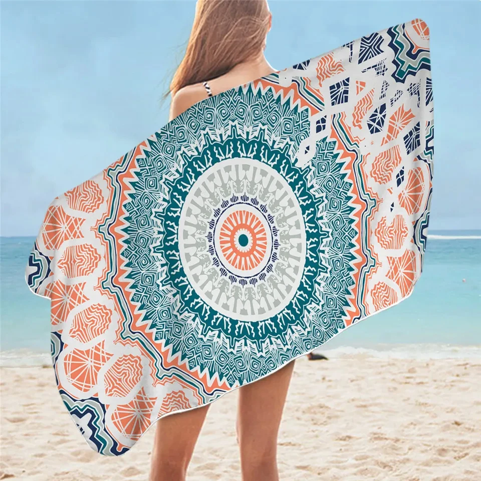 Mandala Bath Towel Bathroom Colorful Flower Sunscreen Beach Towel for Children Adult Bohemian Girly Microfiber Shower Towel