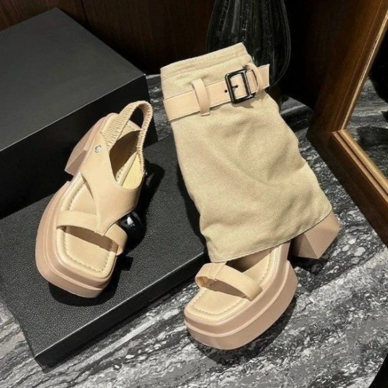

Designer High Heels Sandals Boots Women's Chunky Ankle Shoes 2025 Fashion Pumps Slides New Trend Walking Goth Mujer De Botas