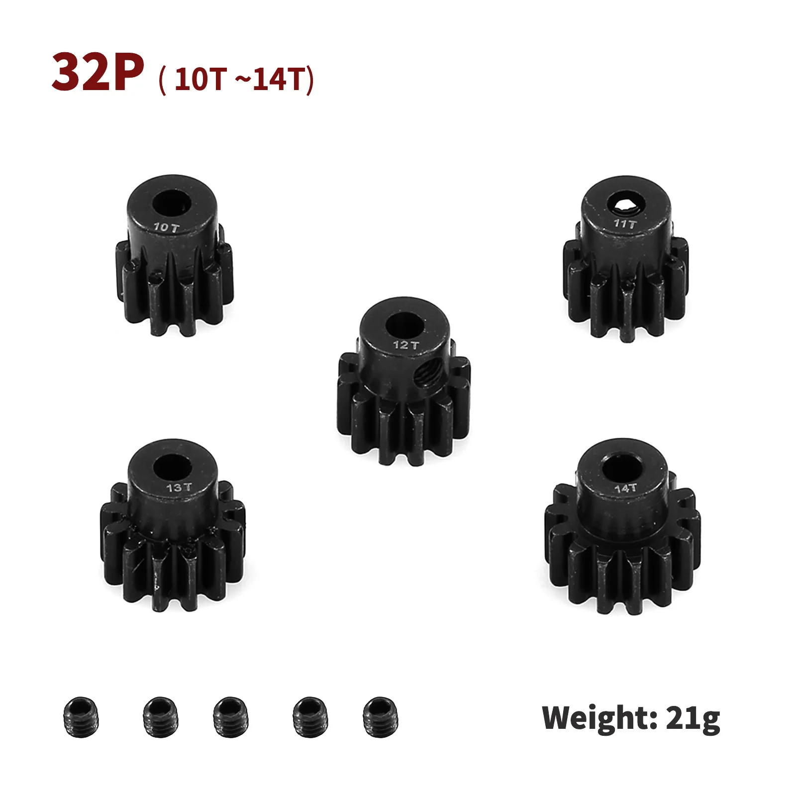 TBSCRC 블랙 스틸 금속 피니언 모터 기어, 1/10 슬래시 TRX4 RC 모델 자동차, 32P, M0.8, 3.175mm, 10T-24T