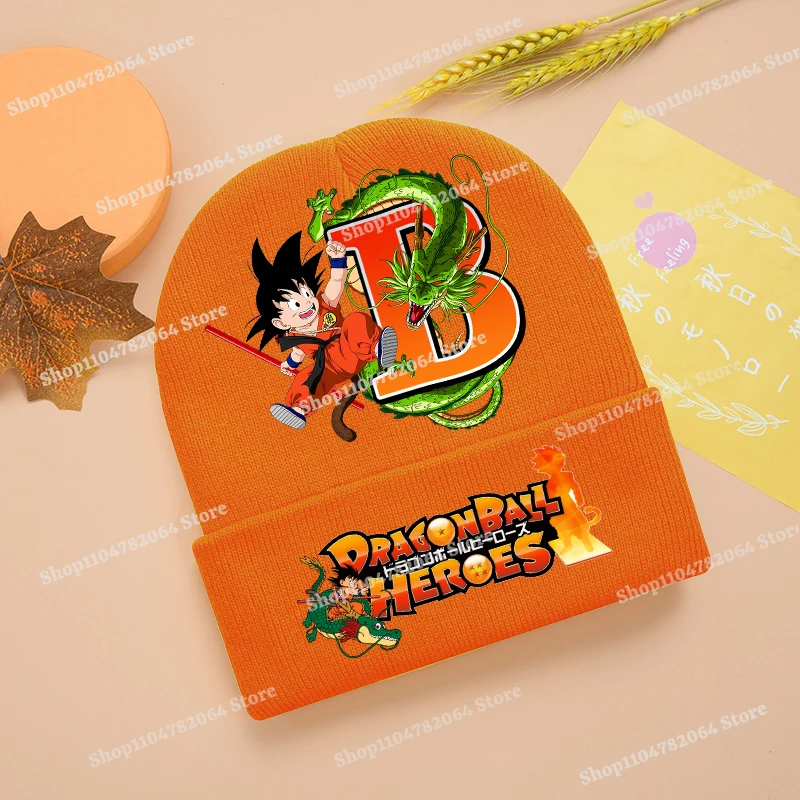 

Новая вязаная шапка Dragon Ball, японское аниме Son Goku 26, шерстяные шапки с буквами, осень-зима, ветрозащитная теплая детская шапка, шапочка, капот