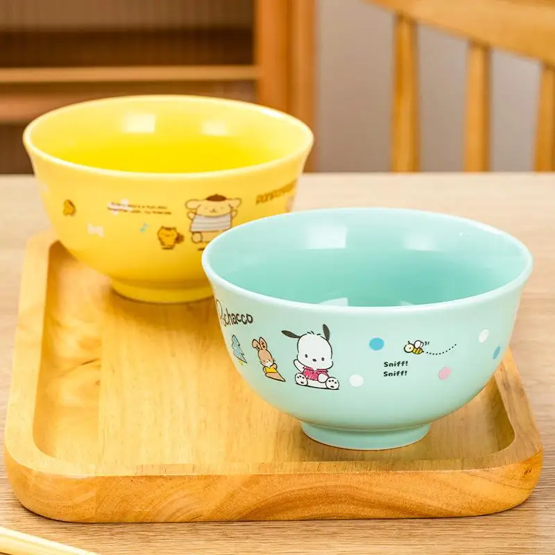 Sanrios Hellokittys 415Ml Children's Cartoon Ceramic Bowl Kuromi Pochacco Soup Bowl Cute Anime Rice Bowl Home Office Tableware