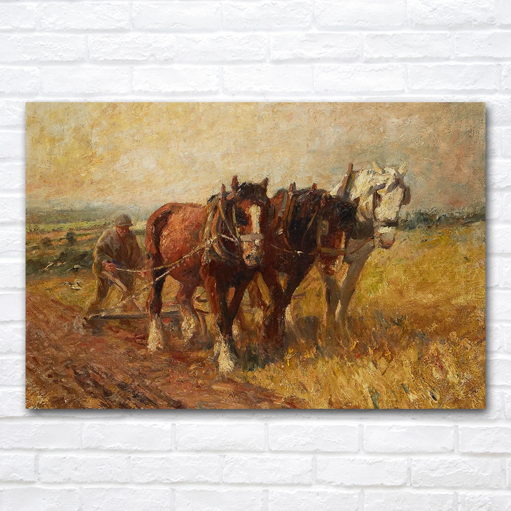 The Plough Team Canvas Painting Classical 19th Century Wall Art Print Home Room Wall Decor Decoration Bedroom