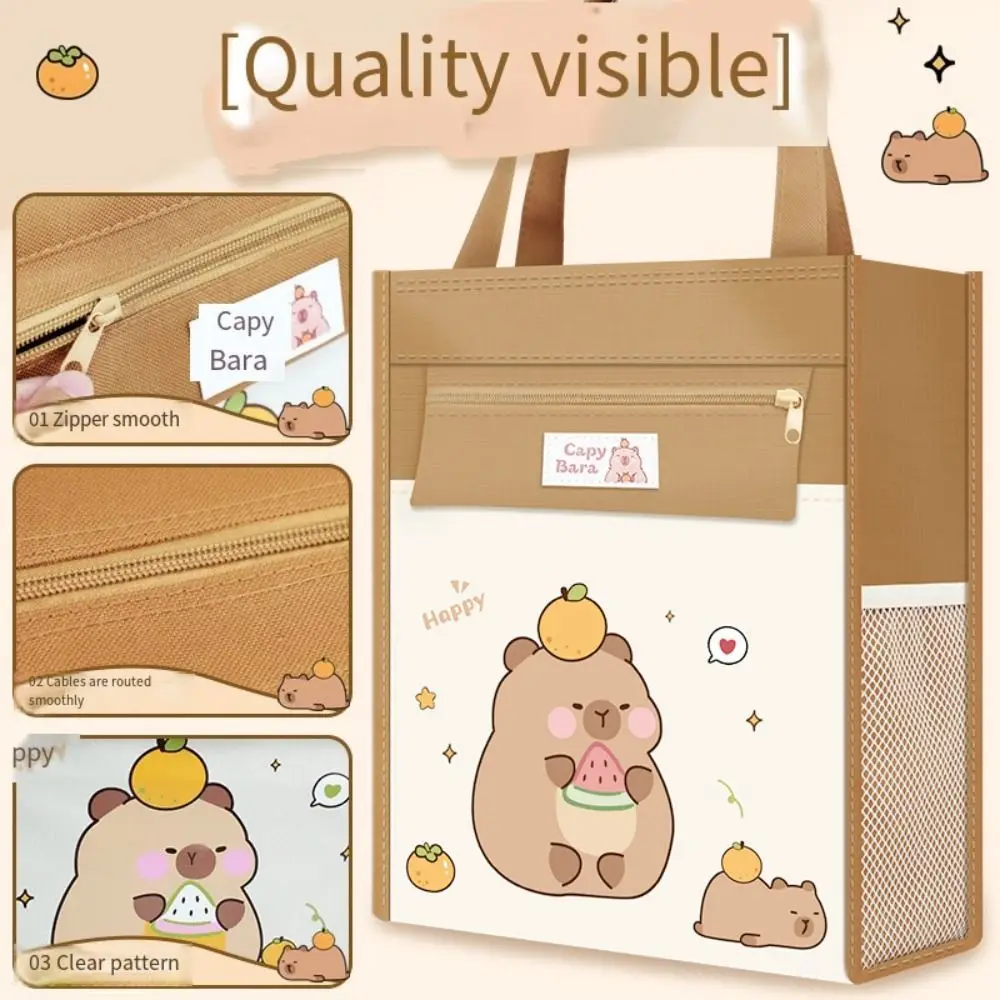 Astronaut Capybara Tutoring Bag Cartoon Partition Storage Kids Document Bag Reusable Large Capacity Canvas Tote Bags Children