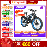 PHILODO H8 Electric Bicycle 3000W Dual Motor 48V26AH Removable Battery Hydraulic Brake Electric Bike Adult City Mountain Ebike