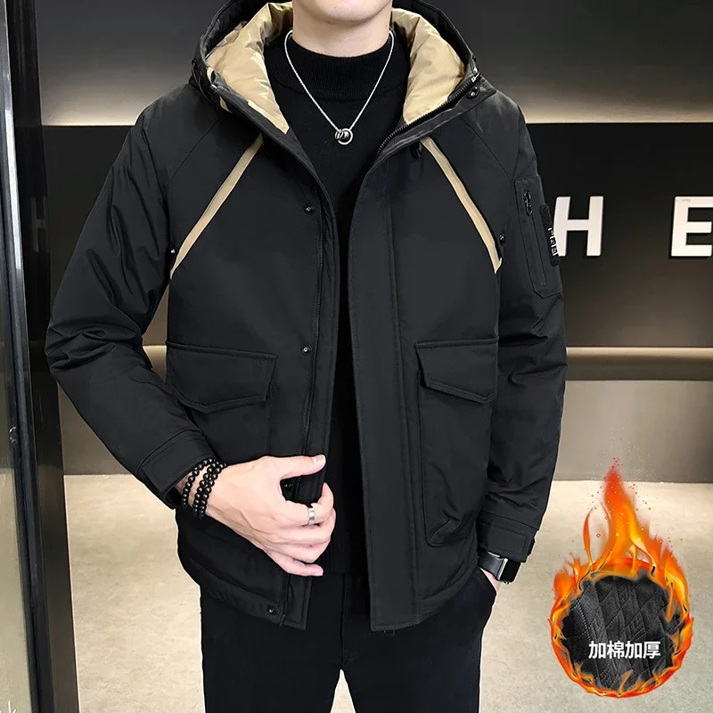 Casual 2024 Autumn Winter Men's Hooded Cotton-Padded Jackets Clothes Streetwear Loose Warm Coats Outdoor Windproof Thick Parkas