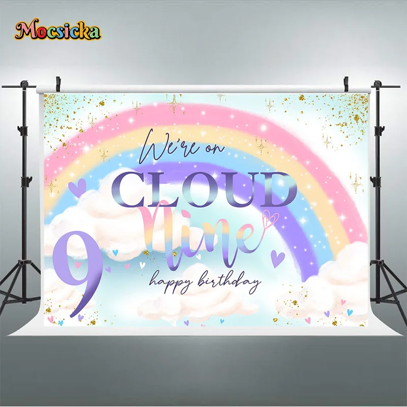 Mocsicka Backdrop for Birthday Girls Princess Flower Rainbow Newborn Baby Shower Party Photography Background Photo Studio Prop