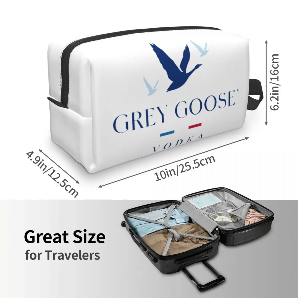 Grey Goose Vodka Makeup Bag Cosmetic Organizer Storage Dopp Kit Toiletry Cosmetic Bag for Women Beauty Travel Pencil Case