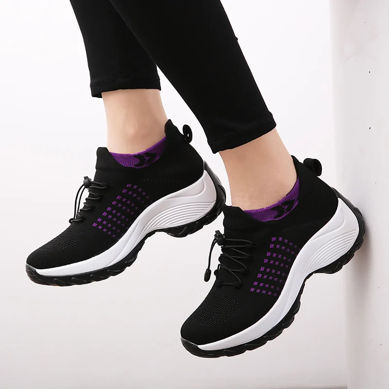 Shoes for Women Walking Shoes Fashion Sock Sneakers Breathe Comfortable Walking Nursing Shoes Casual Thickness Non-Slip