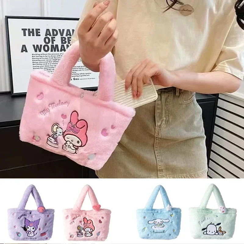 

Anime Sanrio Kuromi Plush Bag My Melody Cinnamoroll Handbags Pochacco Cartoon Stuffed Bag Girl Birthday Versatile Handbag Gifts