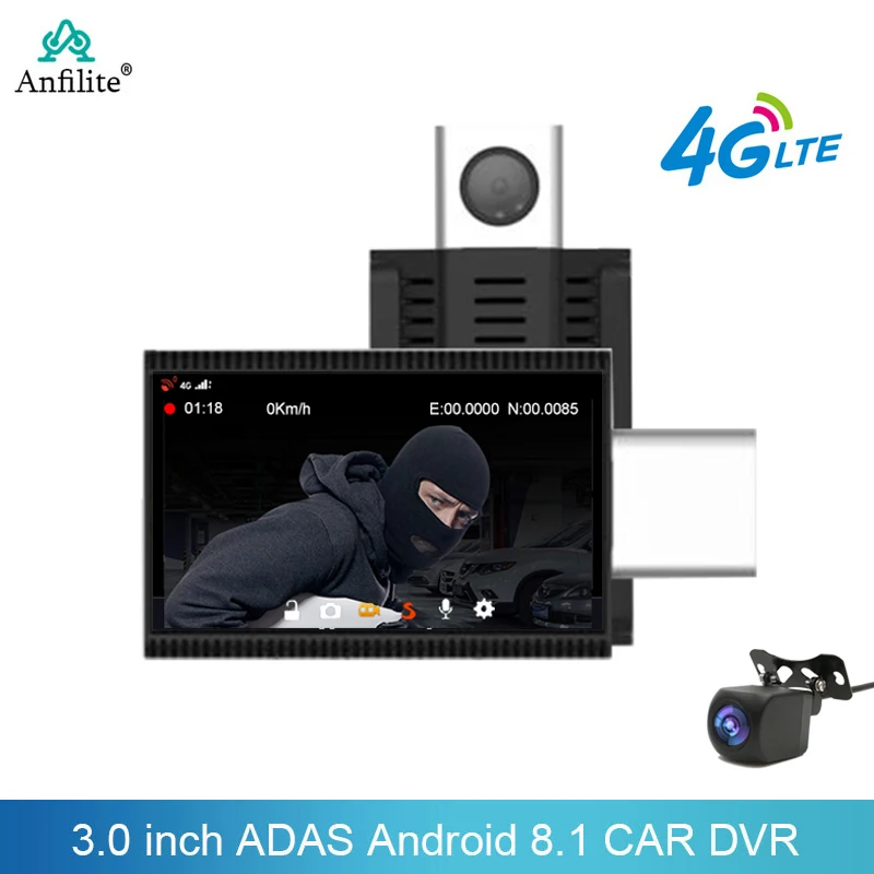 

4G ADAS Android 8.1 WiFi GPS navigation Bluetooth 1080P Rear camera Dash Cam G-sensor Parking Video Recorder DVR Remote monitori