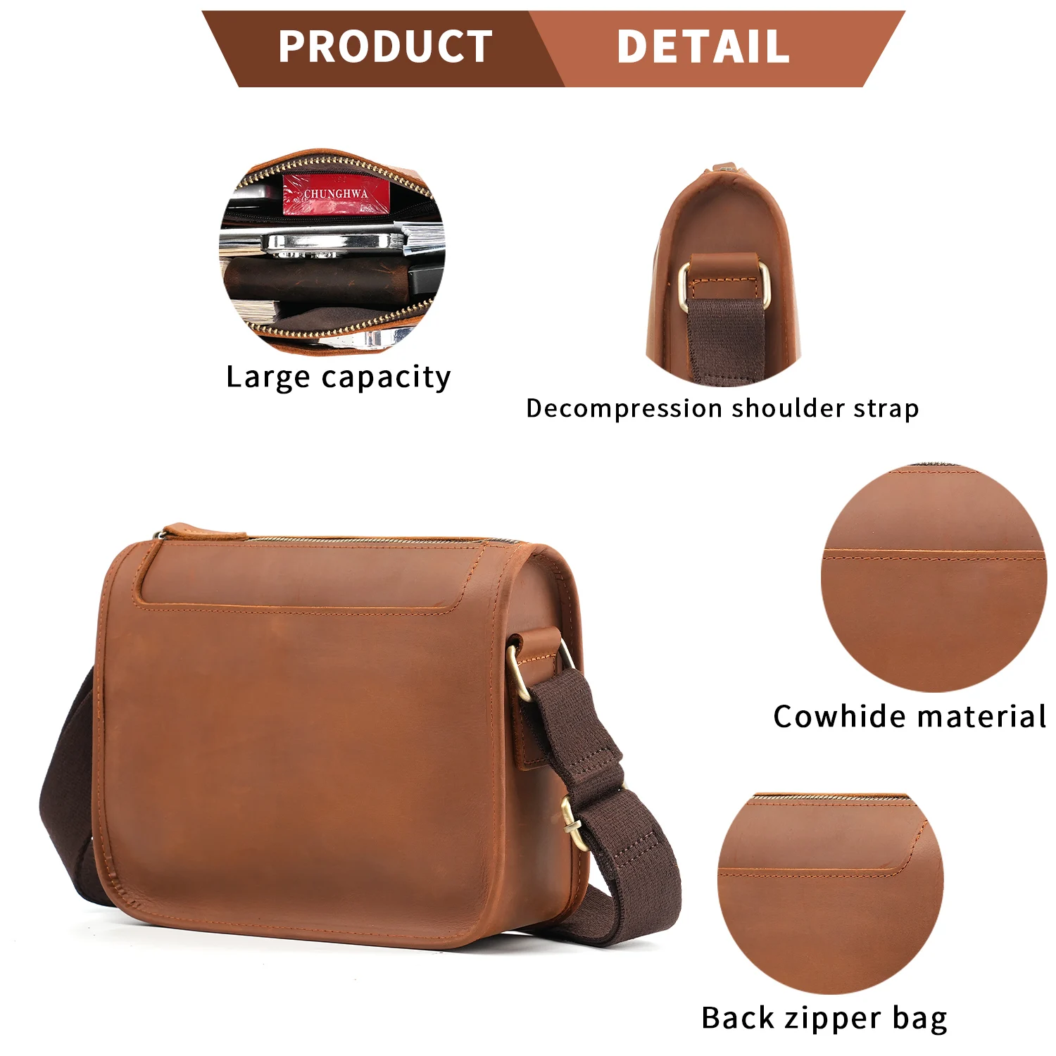 YATBEST Men's Crossbody Bag Simple Large Capacity Fashionable Waterproof Shoulder Bag Suitable For Business Daily Commuting