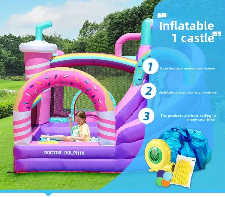 Casa inflable de rebote Doctor Dolphin con tobogán, castillo saltador, casa hinchable trapine con soplador, juguetes de regalo de cumpleaños para niños