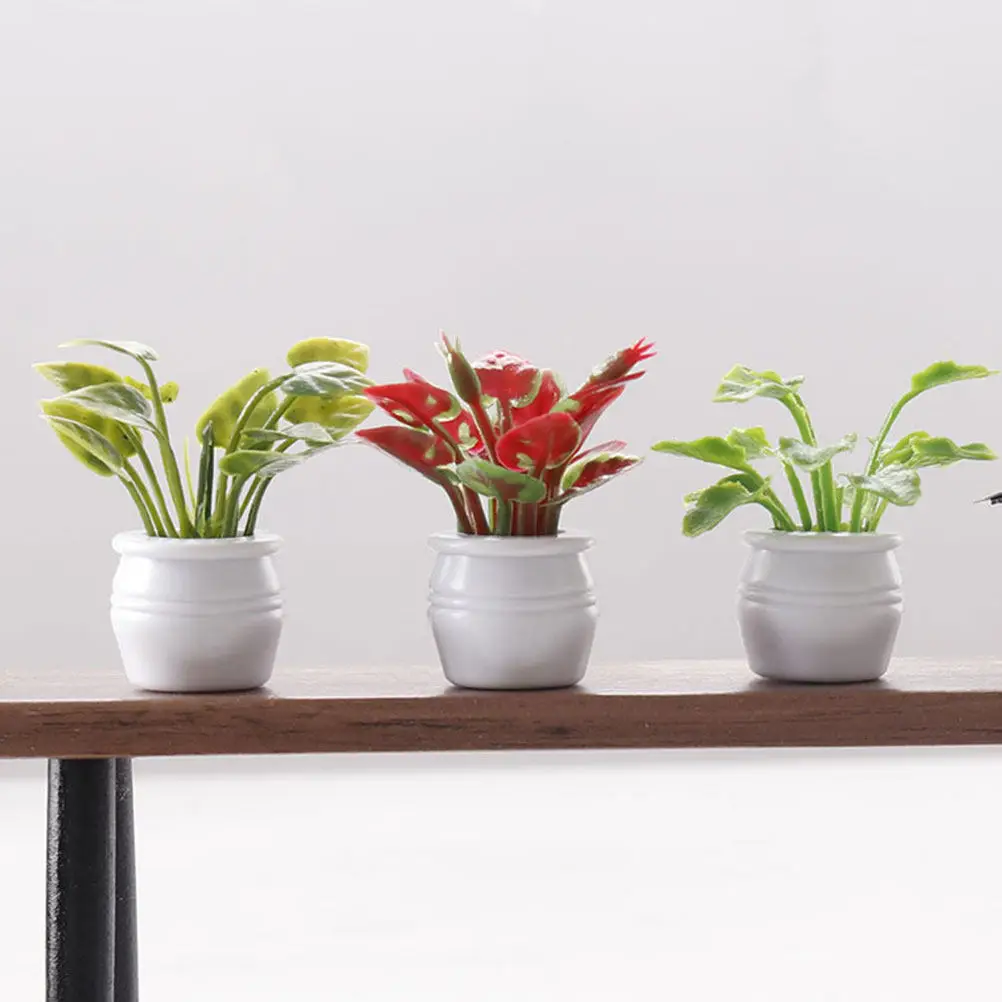 

3Pcs Miniature Bonsai Plants for Dollhouse Decor Tiny Potted Plant Mini Garden Bonsai Decor Micro Landscape Props