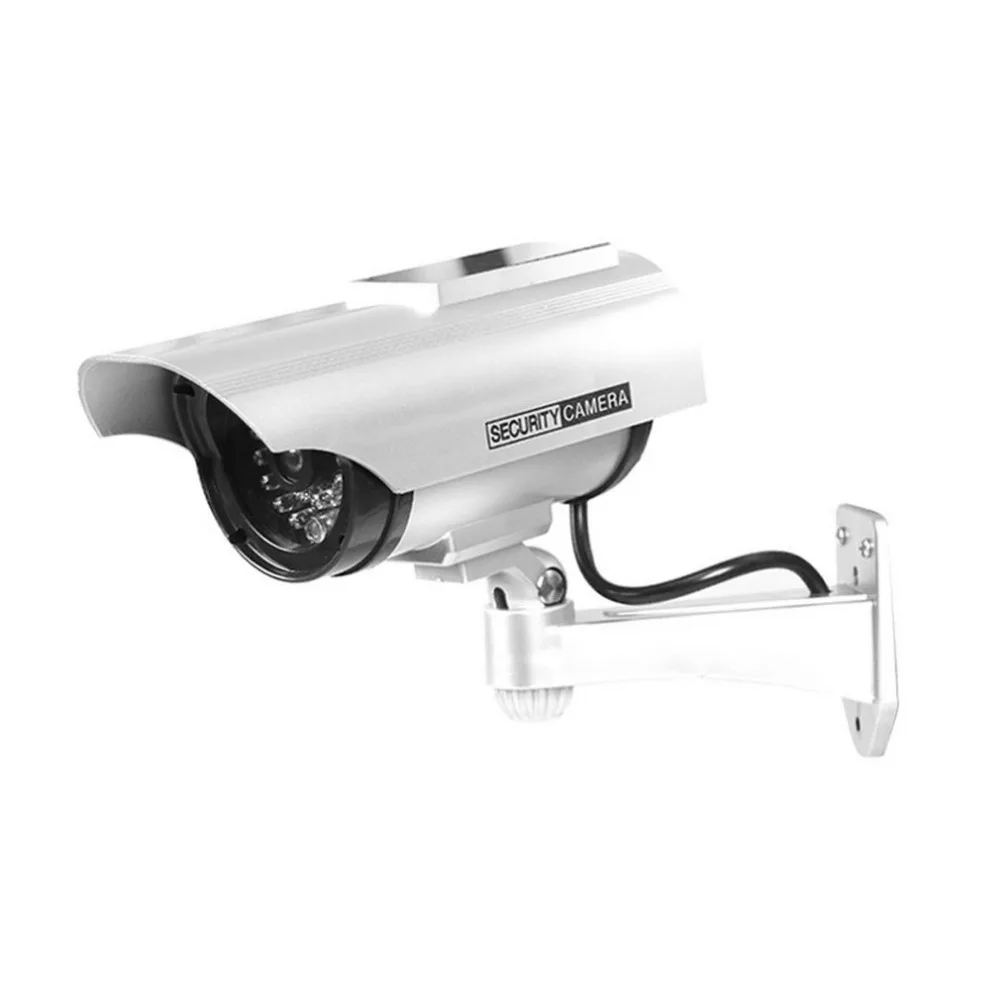 Telecamera CCTV finta fittizia solare impermeabile con LED lampeggiante per telecamera finta dall'aspetto realistico per esterni o interni per la sicurezza