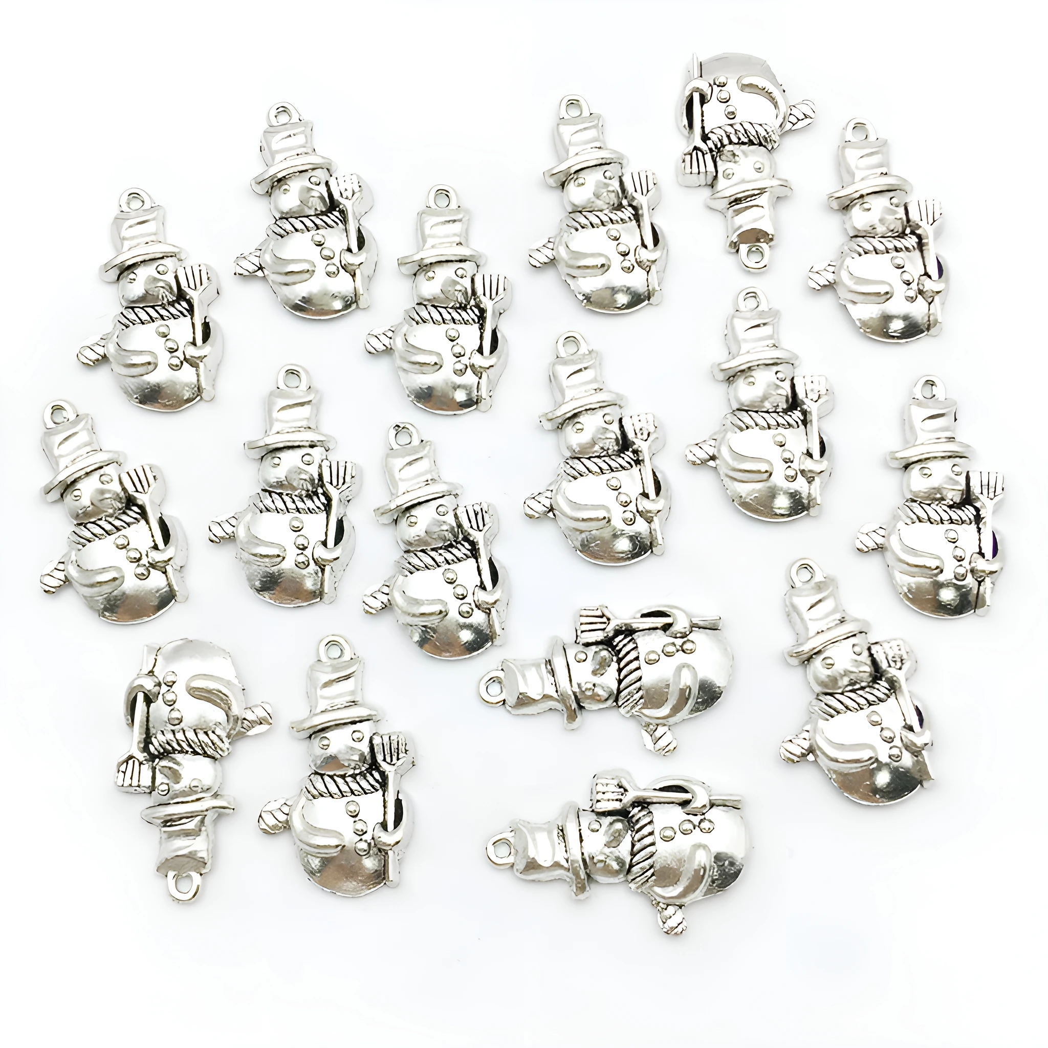 10/20 pcs/Pack Antique Silver Christmas Snowman Pendant DIY Necklace Bracelet Jewelry Making Back to School Christmas Accessorie