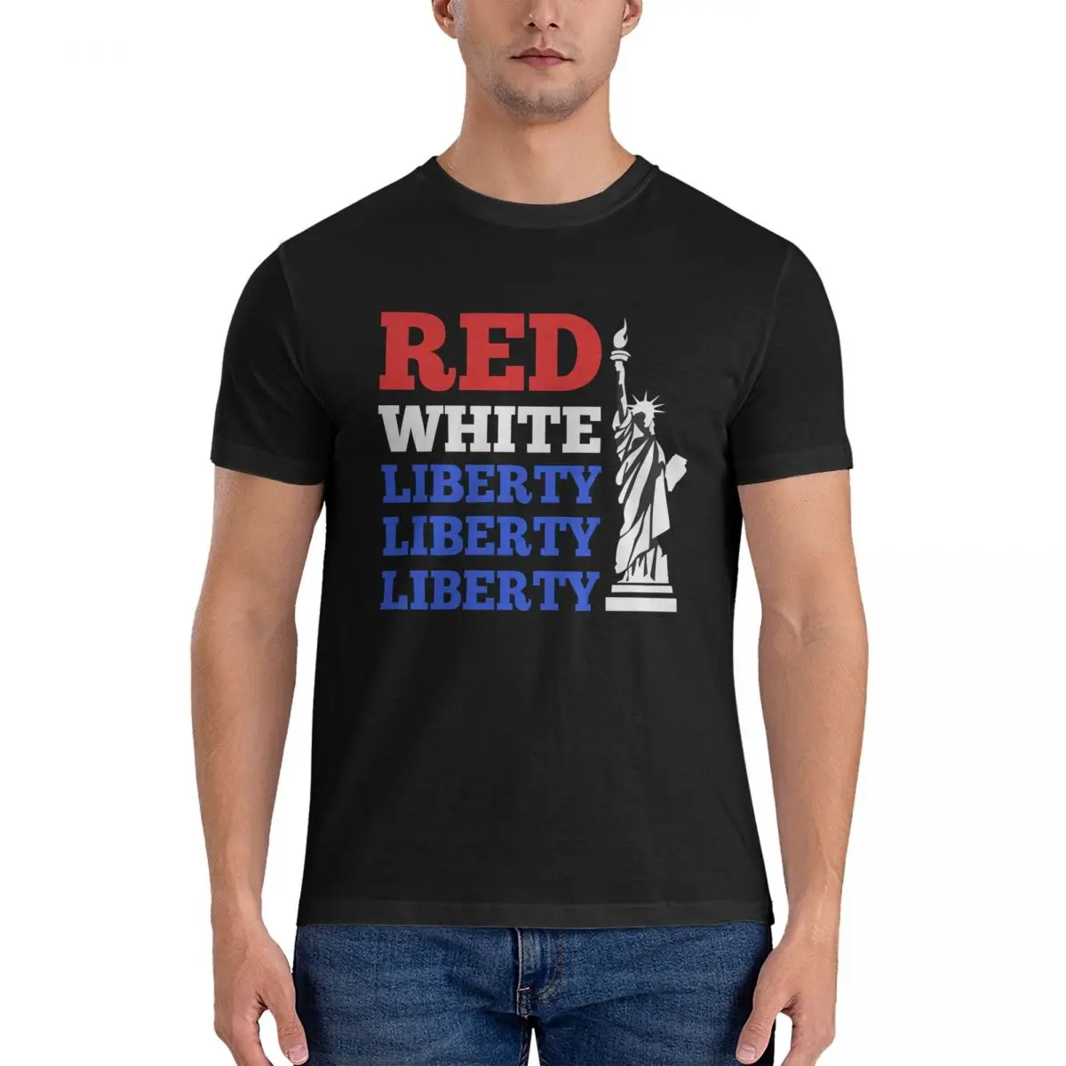 Liberty Cool T-Shirt for Men D-Democracy Vintage Pure Cotton Tees Crew Neck Short Sleeve T Shirt New Arrival Clothing