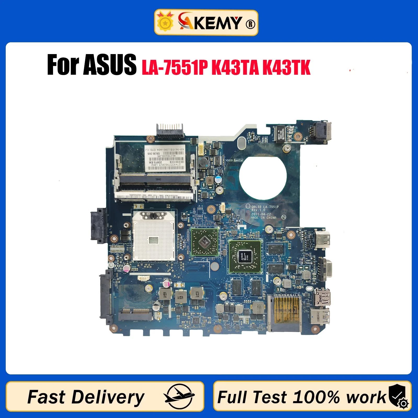

LA-7551P Материнская плата для ноутбука ASUS K43T K43TA K43TK Материнская плата для ноутбука в наличии 100% тестирование ОК быстрая доставка Высочайшее качество