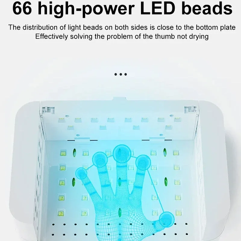 Lâmpada uv recarregável para unhas, portátil, ferramenta para arte em unhas com travesseiro de mão de couro para cura rápida, esmalte em gel, salão de manicure doméstico