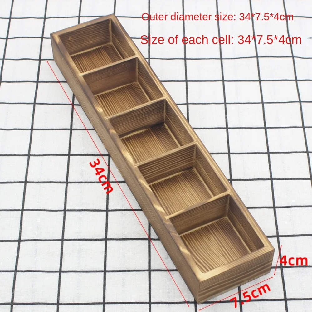 Desktop Creativity Tea Bag Holder Practical Exquisite Miscellaneous Sorting Grid Simple Solid Wood Retro Vintage Storage Bin