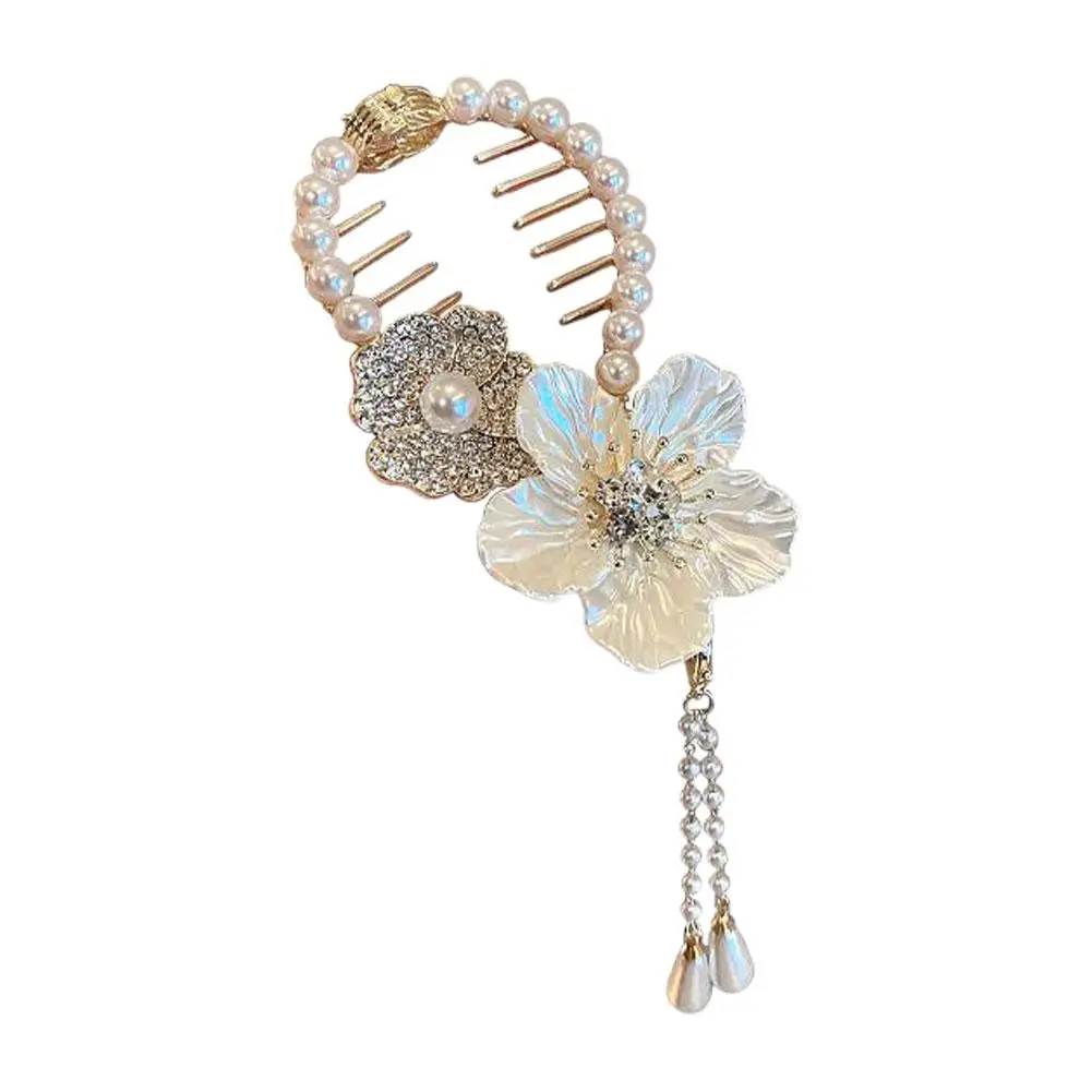 คลิปหนีบผมทรงหางม้าคลิปหนีบผมเครื่องประดับผมสวยงามคลิปหนีบบัตรทำจากผมมุกพู่แฟชั่น