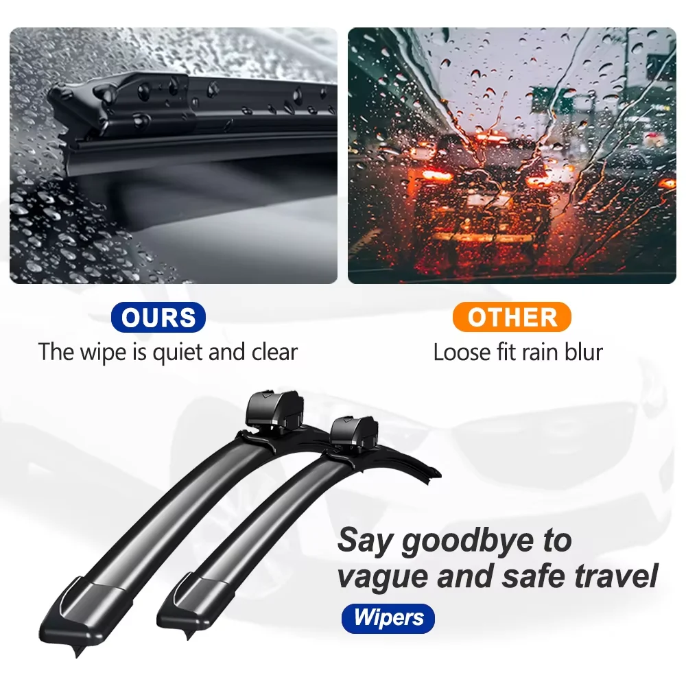 2PCS Windshield Wiper Blades Set For Daihatsu Ayla B100 2013-2023 Toyota Agya - Front Pair All Weather Rubber​ Wipers - Image 2