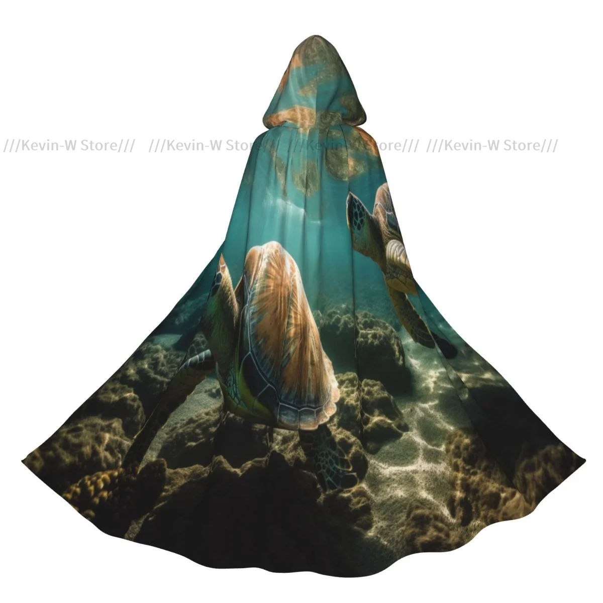 Capa con capucha de tortuga nadadora, accesorio de disfraz de capa de bruja unisex de poliéster