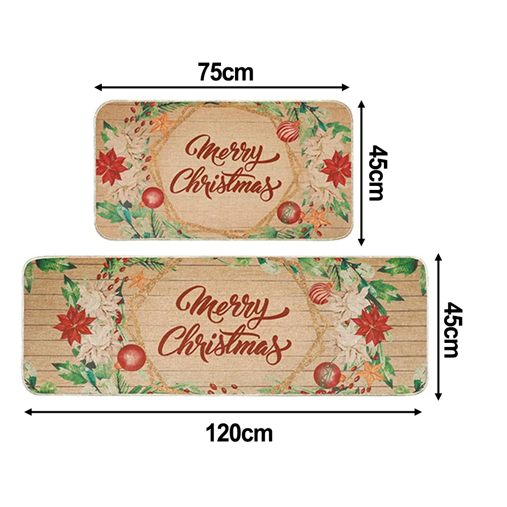 Safe Non Slip Design Christmas Foot Mats with Kitchen Carpet Size of 17 7 x 29 5 Inches and Bath Mat Size of 17 7 x 47 2