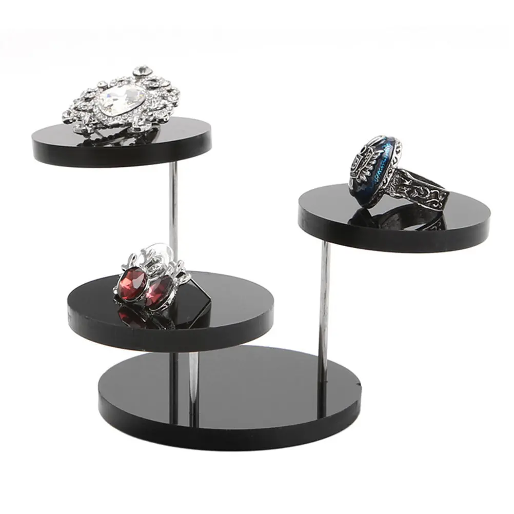 

Acrylic Jewelry Display Stand Black Three Layer Detachable Display Ring Storage Organizer Box for Rings Earrings Bracelets