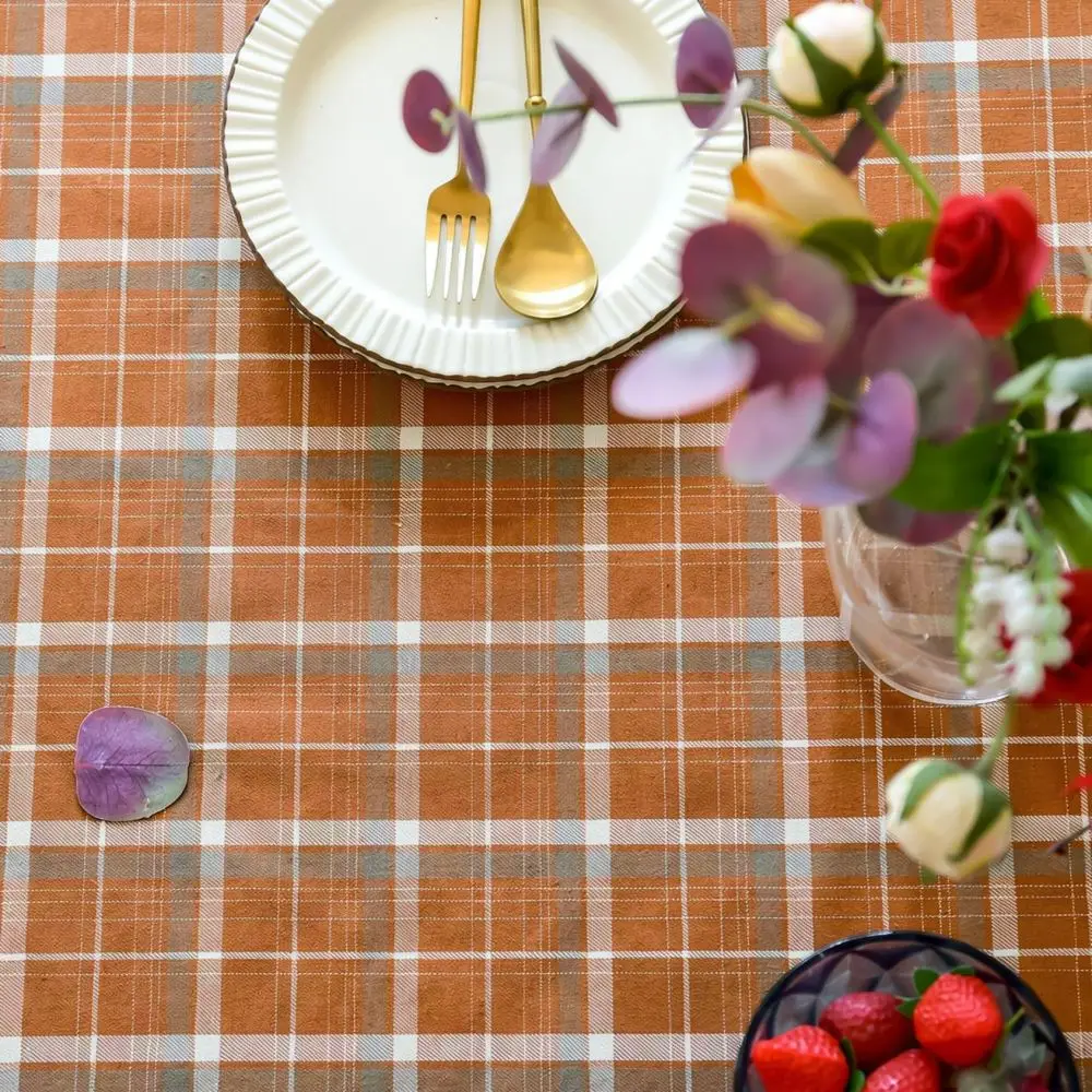 Rustic Plaid Tablecloth Soft Cotton Linen Material Pastoral Decor Table Cover For Holiday Party Restaurant Desk Mat