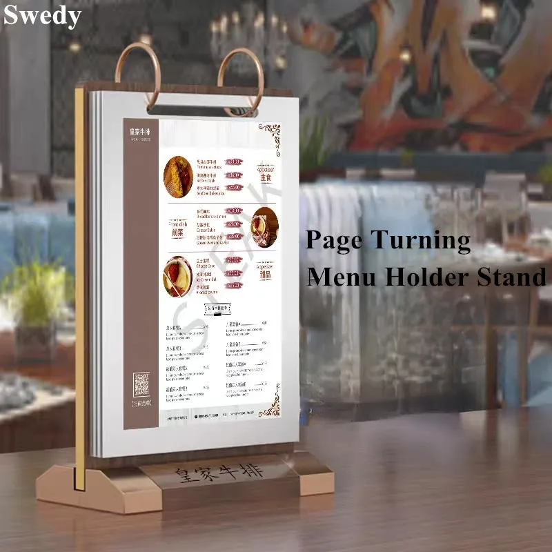 A5 148x210mm Page Turning Acrylic Sign Holder Display Stand Table Menu Card Holder Plastic Picture Photo Poster Frame