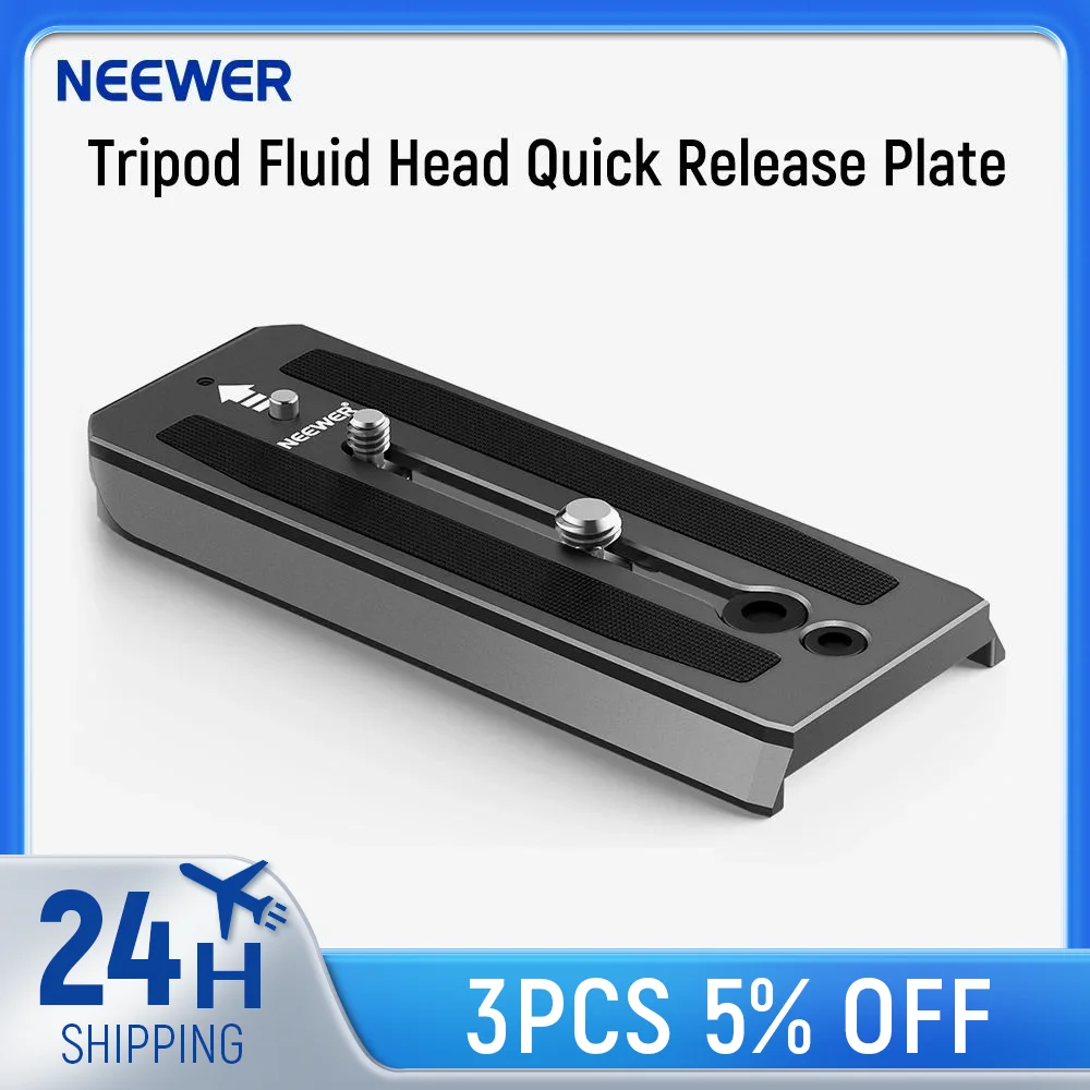 NEEWER 501PL Tripod Fluid Head Quick Release Plate For Manfrotto MVH500AH MVH502AH, Camera Mounting Plate