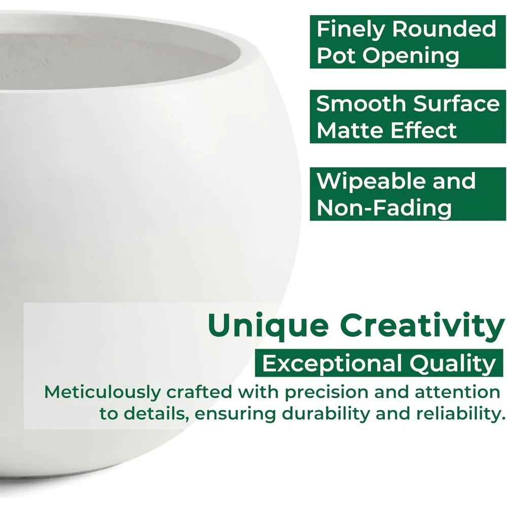 أصيص زهور مستدير كبير مع تصريف للنباتات الداخلية، قطر 19.3 × 13 ارتفاع، قابس سيليكون متضمن