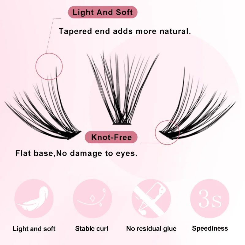 240pcs Individual Lash Clusters Large Capacity 30P 40P D Curl Mixed Length 8-16mm DIY Natural Soft Reusable False Eyelash