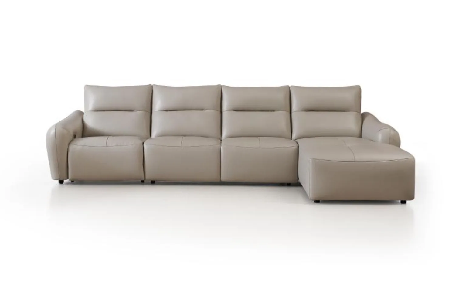 Modern L Shape Genuine Leather Comfortable Electric Sofa Extended Seat Convertible Metal Legs for Living Room Apartment