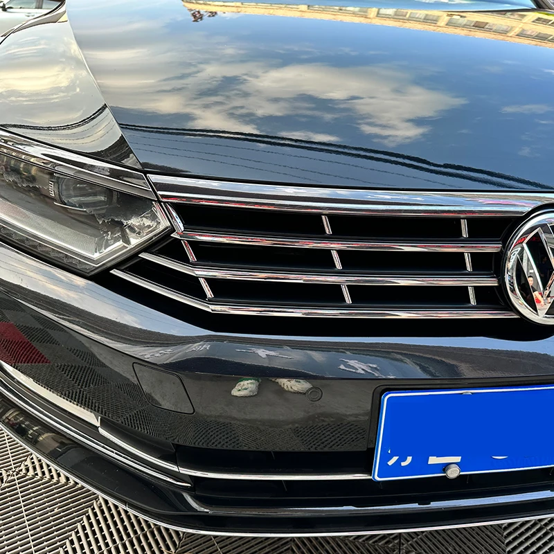 Front Grille High Gloss Chrome Decorative Strip For VW Passat B8 Variant 2015 2016 2017 2018 2019 Chrome Plated Bright Strip