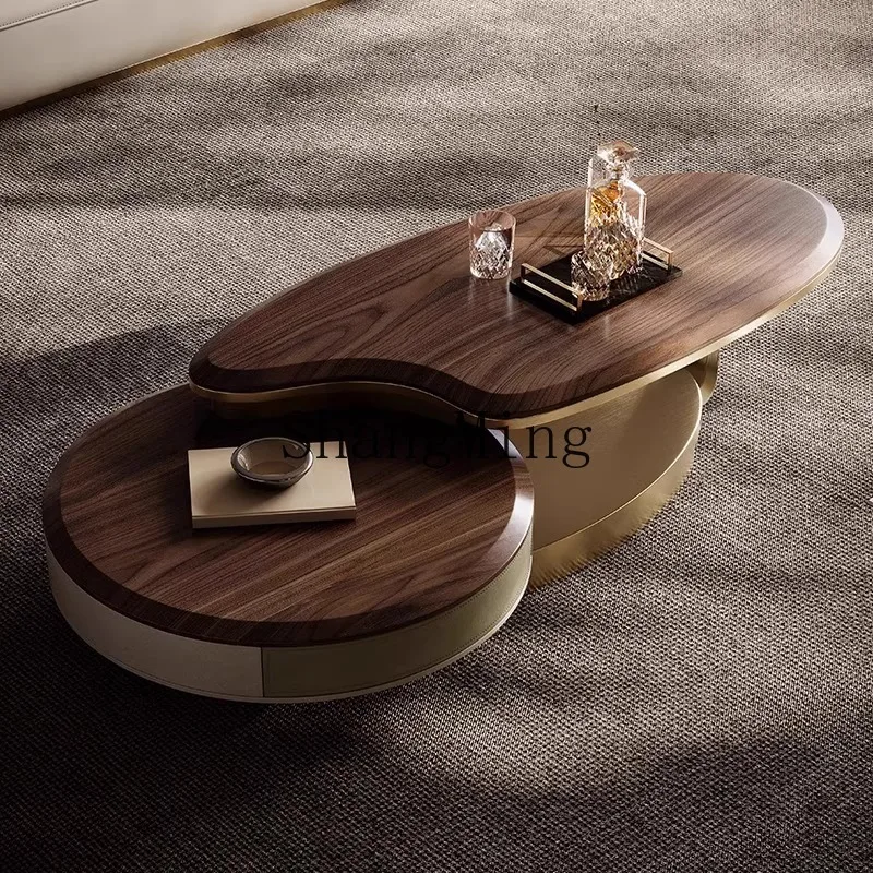 

FG pure handmade light luxury furniture villa Taiping floor living room home special-shaped walnut coffee table