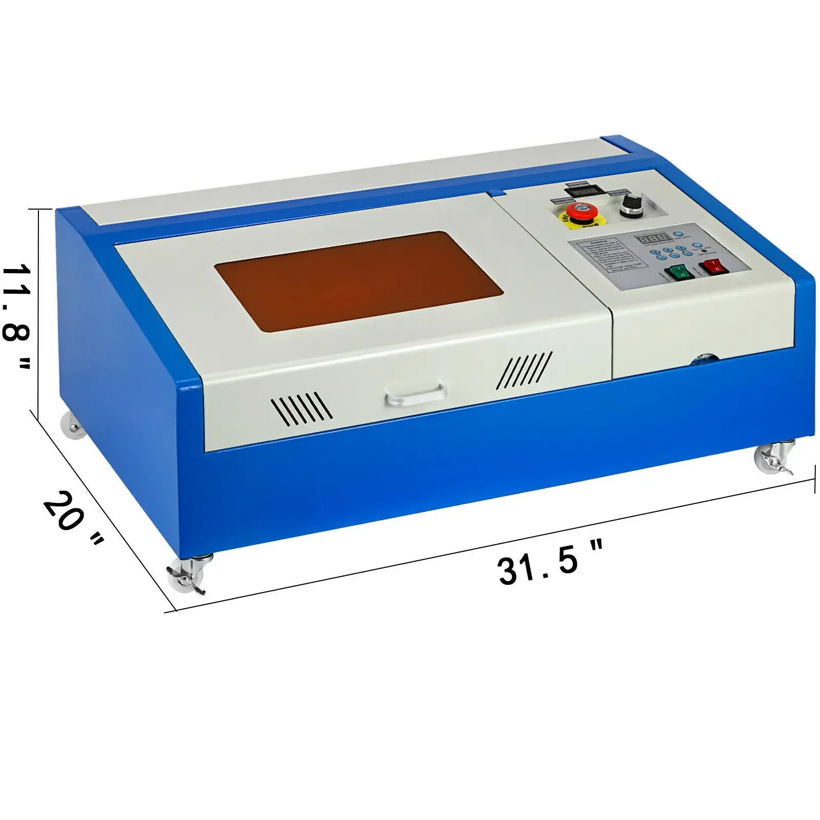 40W CO2 Laser Engraving Cutting Machine K40 laser engraver 300x200mm USB Port And Digital Display with 4 Wheel