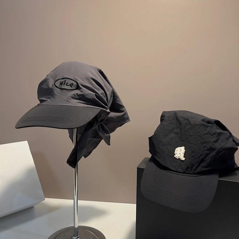 multiple styles Unique Design Bandana Sun Hat Outdoor Camping Visor Cap Wind‑proof Tieup UV Protection Fashion Casual Peaked Cap